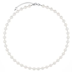 Silver necklace. White Pearls of Swarovski. Article 61664-W, Aurora Borealis (АВ), Pearl, Swarovski