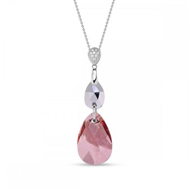 925 Sterling Silver Pendant with Chain with Crystals of Swarovski (NC323061061CHAP), Jet, Crystal, Light Rose, Swarovski