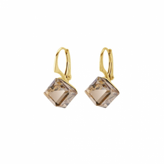 925 Sterling Silver Earrings with Golden Shadow Crystals of Swarovski (KAG48418GS), Golden Shadow, Swarovski