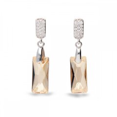 925 Sterling Silver Earrings with Golden Shadow Crystals of Swarovski (KC646513GS), Golden Shadow, Swarovski