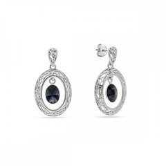 925 Sterling Silver Earrings with Graphite Crystals of Swarovski (KWA41228GT), Silver Night, Swarovski