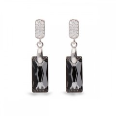 925 Sterling Silver Earrings with Silver Night Crystals of Swarovski (KC646513SN), Silver Night, Swarovski