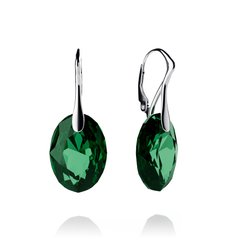 925 Sterling Silver Earrings with Emerald Crystals of Swarovski (KS643816EM), Emerald, Swarovski