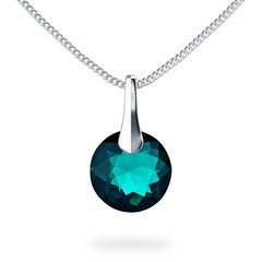 Silver pendant with chain. The Swarovski emerald. Article 61363-EM, Emerald, Swarovski