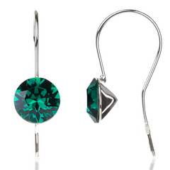 Silver earrings. The Swarovski emerald. Article 62612-EM, Emerald, Swarovski