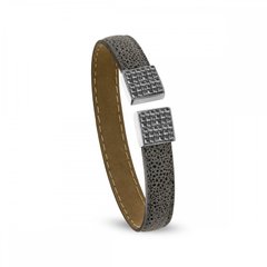 Leather Bracelet with Graphite Crystals of Swarovski (BLEFM6GR), Silver Night, Swarovski