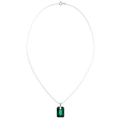 925 Sterling Silver Pendant with Chain with Emerald crystal of Swarovski (61665-EM), Emerald, Swarovski