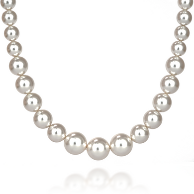 Silver necklace. Swarovski pearls. Article 6561-W, Pearl, Swarovski