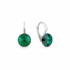 925 Sterling Silver Earrings with Emerald Crystals of Swarovski (KA1122SS39EM), Emerald, Swarovski