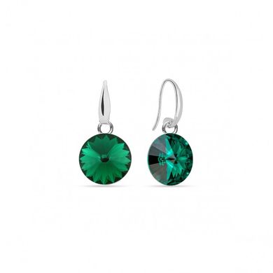 925 Sterling Silver Earrings with Emerald Crystals of Swarovski (KW112212EM), Emerald, Swarovski