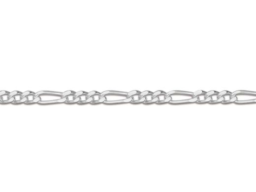 925 Sterling Silver Chain 1.3mm Diamond Cut 3+1 Figaro 40cm (C1340F), Fine jewellery