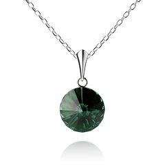 925 Sterling Silver Pendant with Chain with Emerald crystal of Swarovski (NS112214EM), Emerald, Swarovski