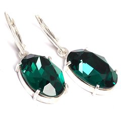 925 Sterling Silver Earrings with Emerald of Swarovski (3000331114), Emerald, Swarovski