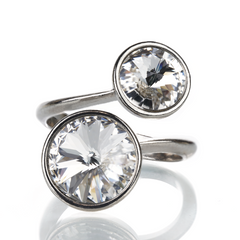 925 Sterling Silver Ring with Crystals of Swarovski (PR1122CC), Crystal, Swarovski, Adjustable