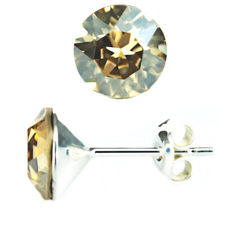 Срібні сережки-гвоздики. Золотистий Цитрин Swarovski. Артикул 61624-GS, Цитрин, Swarovski